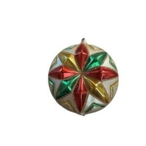 German Glass Christmas Tree Ornament Vintage 3.75" Red Green Gold Vintage
